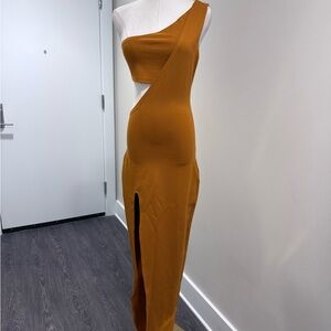 Atoir One-Shoulder Dress in Rich Tan